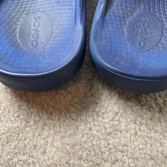OOFOS unisex navy blue slides sandals - Picture 6 of 9